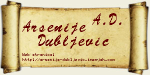 Arsenije Dubljević vizit kartica